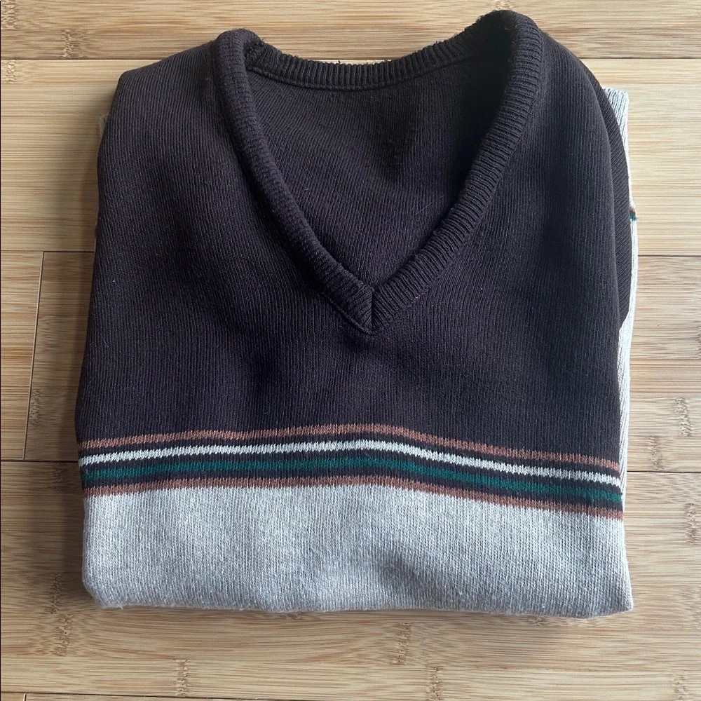 Vintage 70s Retro Eclectic Grandpa V-Neck Sweater